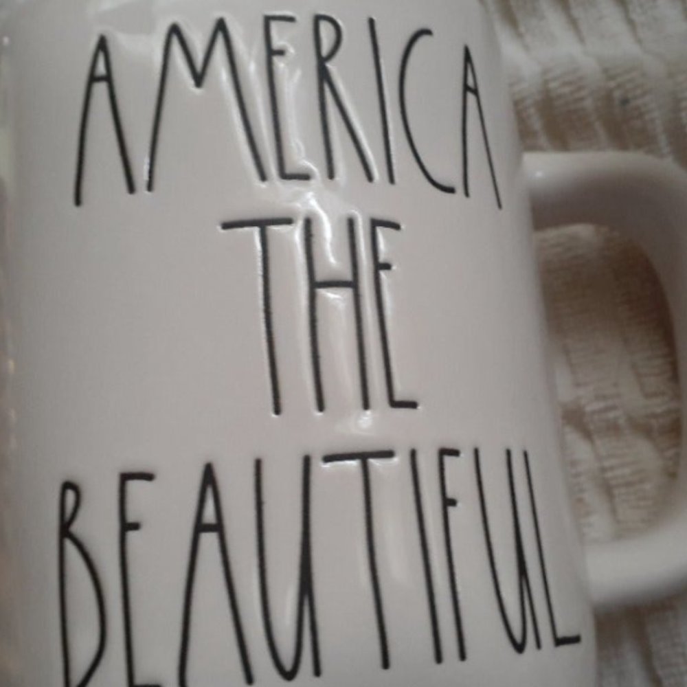 NEW RAE DUNN AMERICA THE BEAUTIFUL DOUBLE SIDED MUG